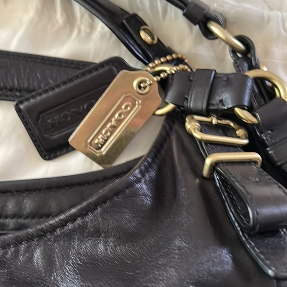 COACH black leather shoulder crossbody bag Large - Picture 3 of 16